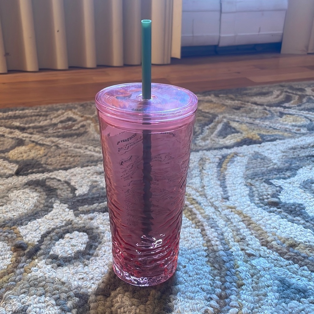 Pink glass Starbucks cup